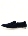 Dolce & Gabbana Blue Shearling Slip Loafers Sneakers Shoes