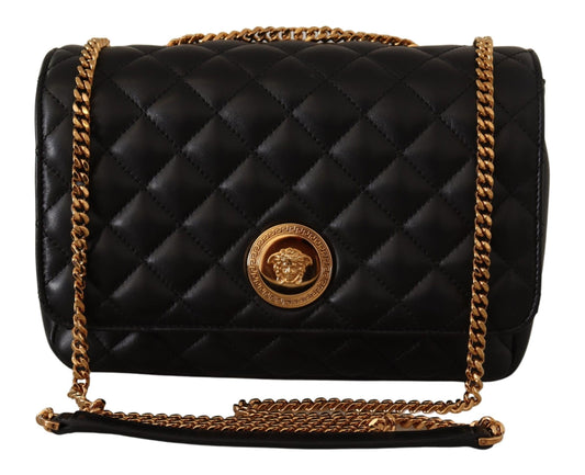 Versace Elegant Black Nappa Leather Shoulder Bag