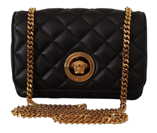 Versace Elegant Quilted Nappa Leather Shoulder Bag