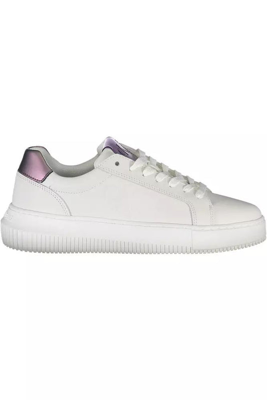 Calvin Klein Chic White Lace-Up Sneakers with Logo Detail