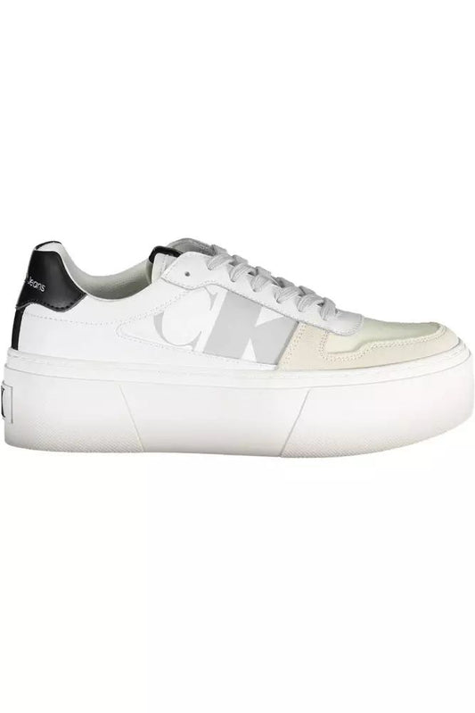 Calvin Klein Sleek White Platform Sneakers with Contrast Details