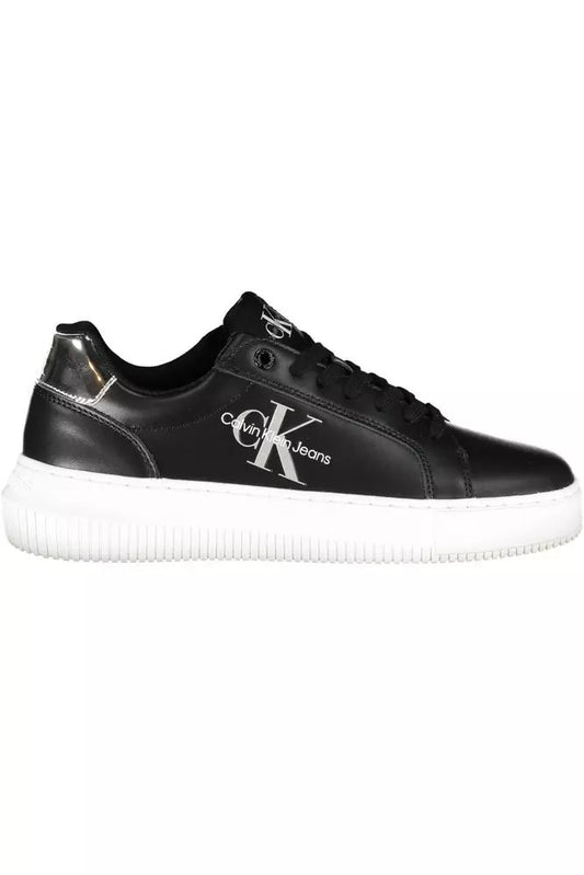 Calvin Klein Sleek Black Lace-Up Sneakers with Contrasting Details