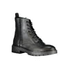 Calvin Klein Sleek Black Ankle Boots with Laces and Zip Detail