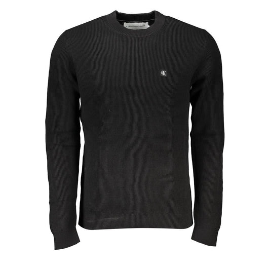 Calvin Klein Sleek Black Crew Neck Sweater with Logo