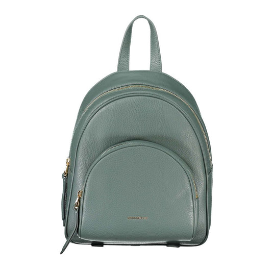 Coccinelle Chic Green Leather Backpack with Adjustable Straps