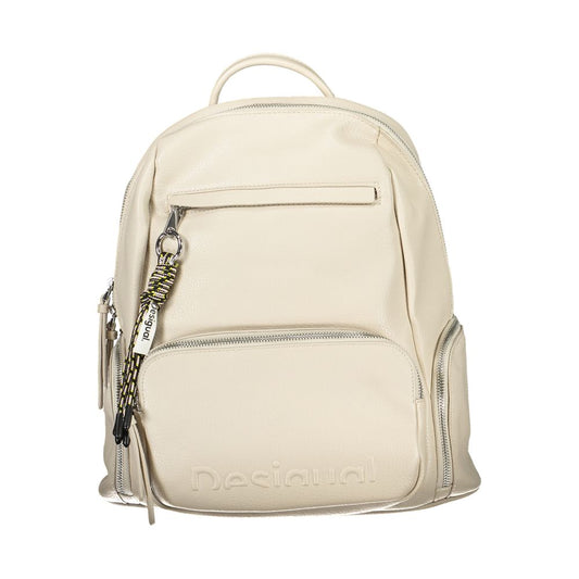 Desigual Chic Beige Everyday Backpack with Contrasting Details