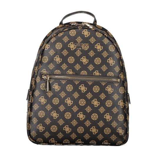 Guess Jeans Elegant Brown VIKKY Backpack with Contrasting Details