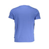K-WAY Chic Crew Neck Blue Cotton Tee with Pocket Detail