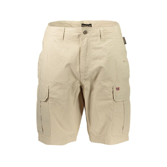 Napapijri Beige Embroidered Bermuda Shorts with Pockets