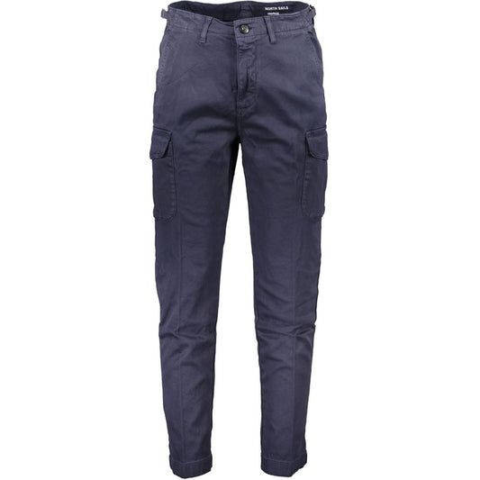 North Sails Chic Blue Cotton Blend Trousers with Logo Detail
