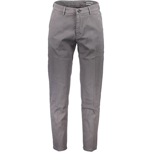 North Sails Chic Gray Slim Fit 4-Pocket Trousers