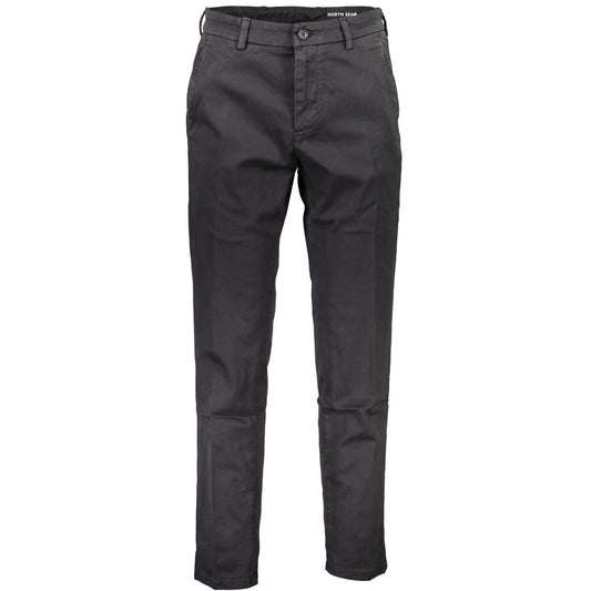 North Sails Sleek Slim-Fit Black Trousers with Chic Detailing