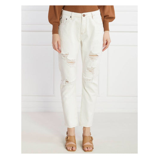 One Teaspoon Chic White Distressed Cotton Trousers