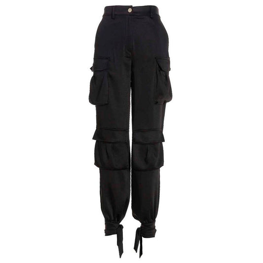 PINKO Chic Bow-Adorned Black Trousers
