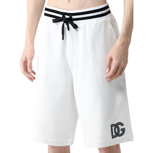 Dolce & Gabbana Elegant White Cotton Shorts with Logo Detail