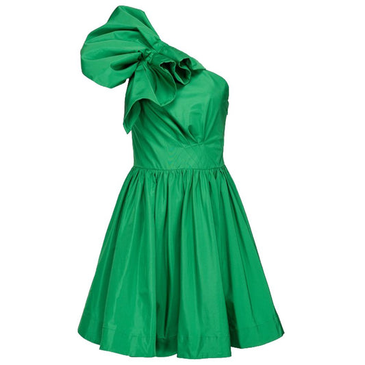 PINKO Chic Green Draped Bustier Flared Dress