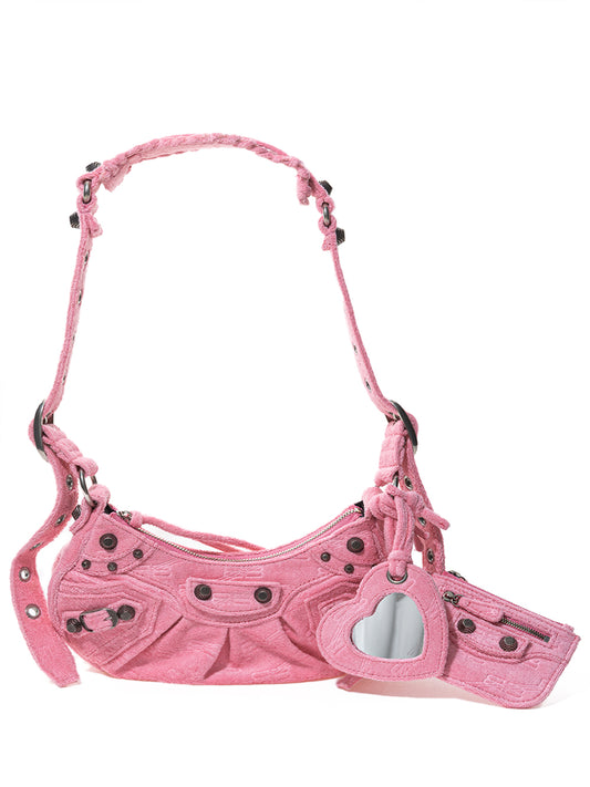 Balenciaga Pink Le Cagole Chenille Shoulder Bag