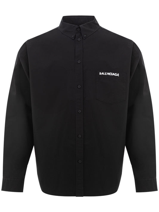 Balenciaga Elegant Oversized Black Cotton Shirt