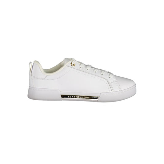 Tommy Hilfiger Chic White Lace-Up Sneakers with Contrast Detail