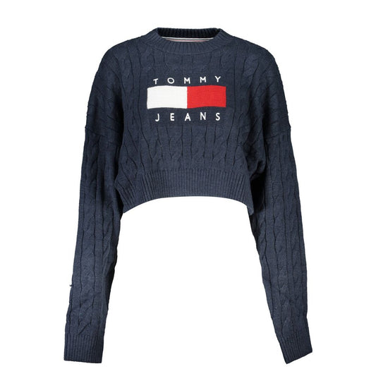 Tommy Hilfiger Chic Blue Crew Neck Sweater with Contrast Details