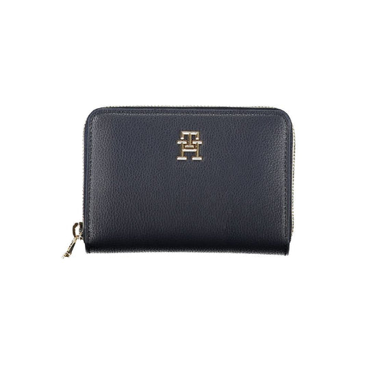 Tommy Hilfiger Sleek Blue Multipurpose Wallet with Zip Closure