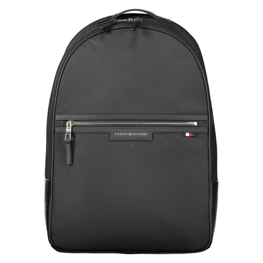 Tommy Hilfiger Elegant Black Laptop Backpack with Contrasting Details