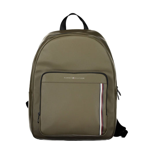 Tommy Hilfiger Elegant Green Laptop Backpack with Logo Detail