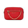 Michael Kors Jet Set Large East West Bright Red Leather Zip Chain Crossbody Bag