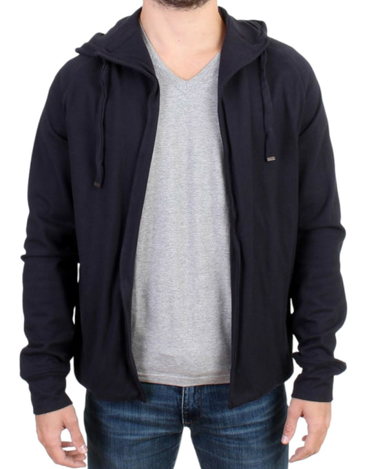 Costume National Blue hooded cotton sweater