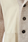 Lardini Elegant Beige Linen Cardigan Blazer with Suede Detail