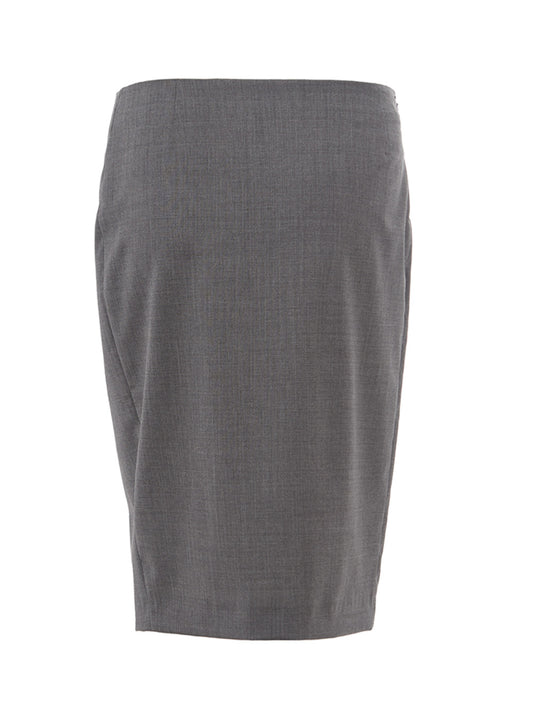 Lardini Elegant Grey Wool Pencil Skirt