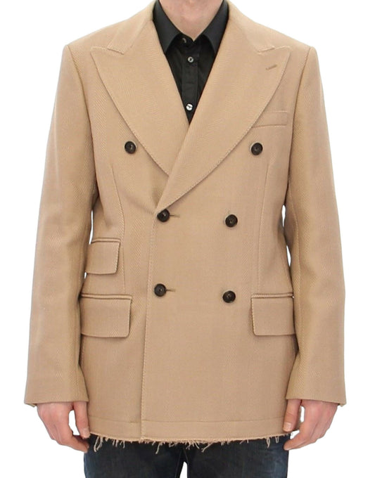 Dolce & Gabbana Beige Double Breasted Coat Jacket