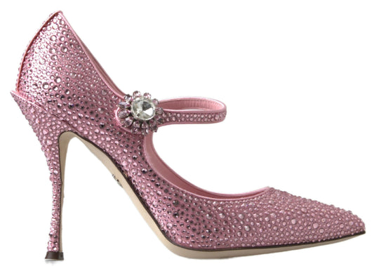 Dolce & Gabbana Pink Crystal Brooch Mary Jane Stilettos