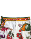Dolce & Gabbana White Vegetable Print High Waist Midi Skirt