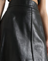 Dolce & Gabbana Black Leather High Waist A-line Mini Skirt
