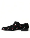 Dolce & Gabbana Black Floral Velvet Formal Dress Shoes