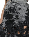 Dolce & Gabbana Black Gray Lace Cotton High Waist Denim Mini Skirt