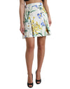Dolce & Gabbana White Floral A-line High Waist Mini Skirt