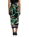 Dolce & Gabbana Black Strelitzia High Waist Wrap Midi Skirt