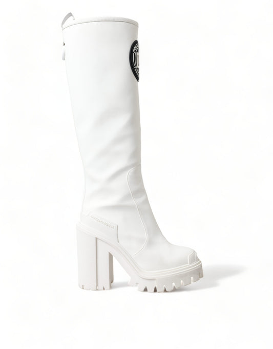 Dolce & Gabbana Elegant White High-Top Trekking Boots