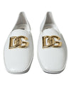 Dolce & Gabbana White Leather DG Logo Men Loafer Dress Shoes