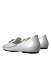 Dolce & Gabbana White Leather DG Logo Men Loafer Dress Shoes
