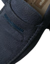 Dolce & Gabbana Blue Calfskin Leather Slip On Moccasin Shoes