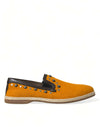 Dolce & Gabbana Orange Linen Leather Studded Loafers Shoes