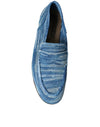 Dolce & Gabbana Blue Raffia Slip On Loafers Casual Shoes