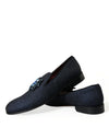 Dolce & Gabbana Blue Jacquard Lurex Crystal Loafer Dress Shoes