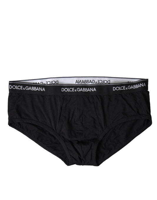 Dolce & Gabbana Black Cotton Stretch Slip Brando Brief Underwear