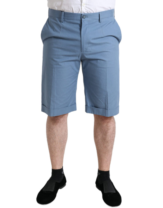Dolce & Gabbana Sky Blue Cotton Folded Hem Men Bermuda Shorts