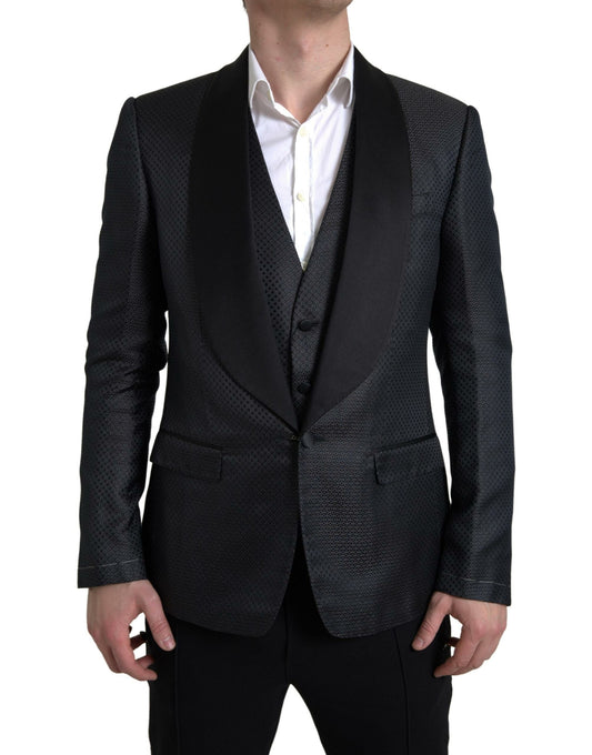 Dolce & Gabbana Elegant Black Silk Blend Slim Fit Suit