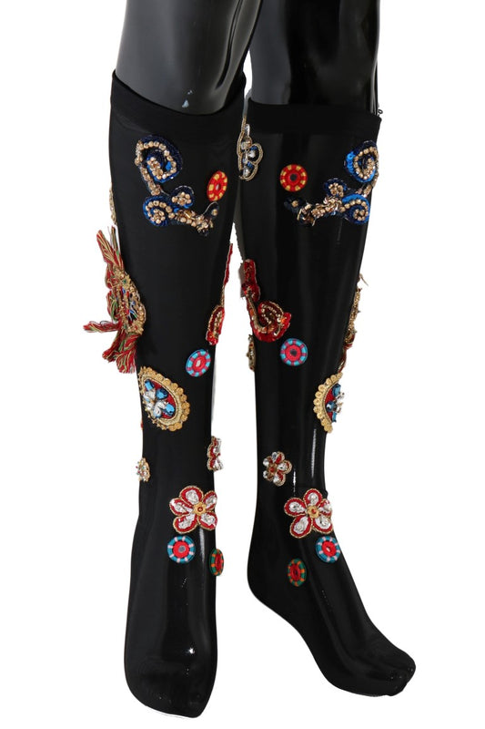 Dolce & Gabbana Elegant Embellished Crystal Stockings